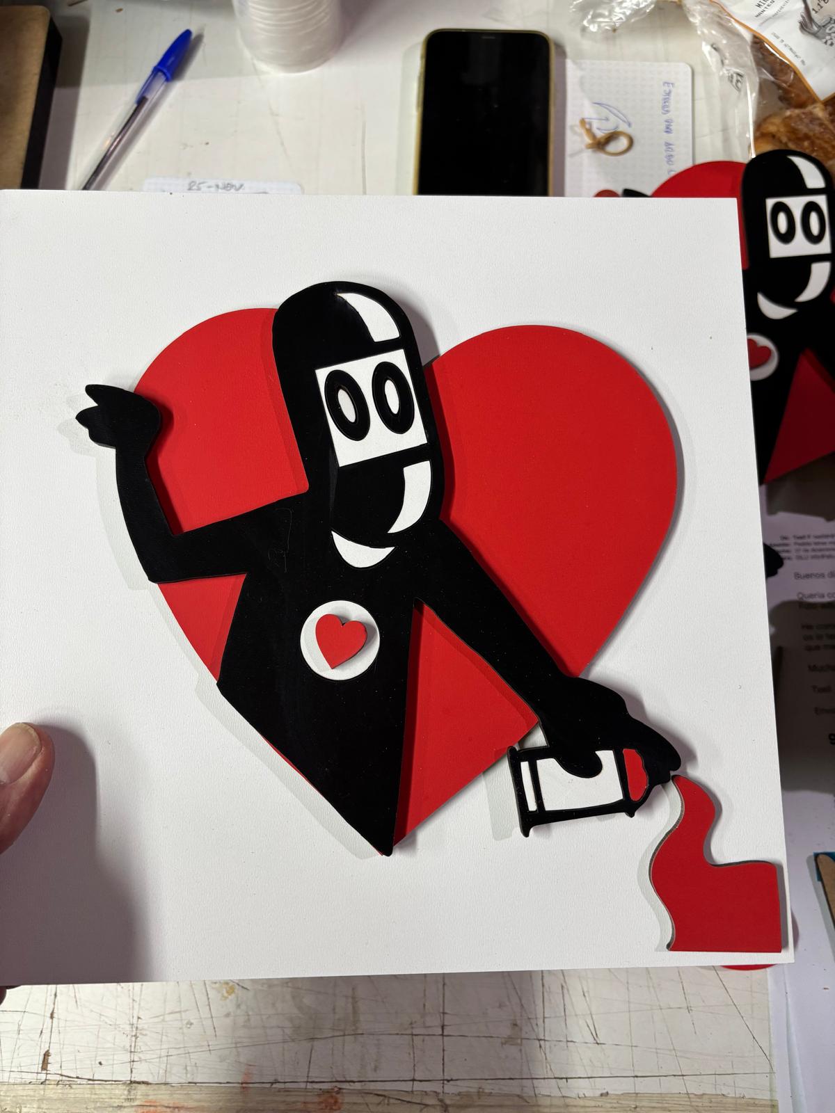 David de Limón - From Heart 1 - Madera con corte laser 30x30 cm